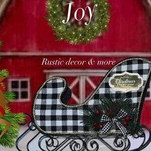 Buffalo Plaid  Metal Sleigh Christmas Decor